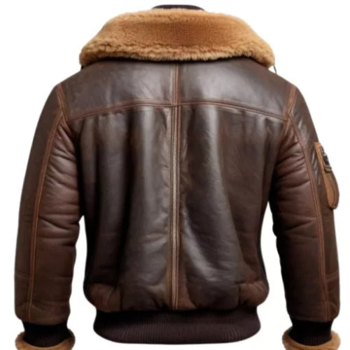 Command the cold in style with the Men’s Aviator Fur Shearling Bomber Leather Jacket featuring premium leather, soft fur lining, and classic aviator detailing for ultimate warmth and sophistication.