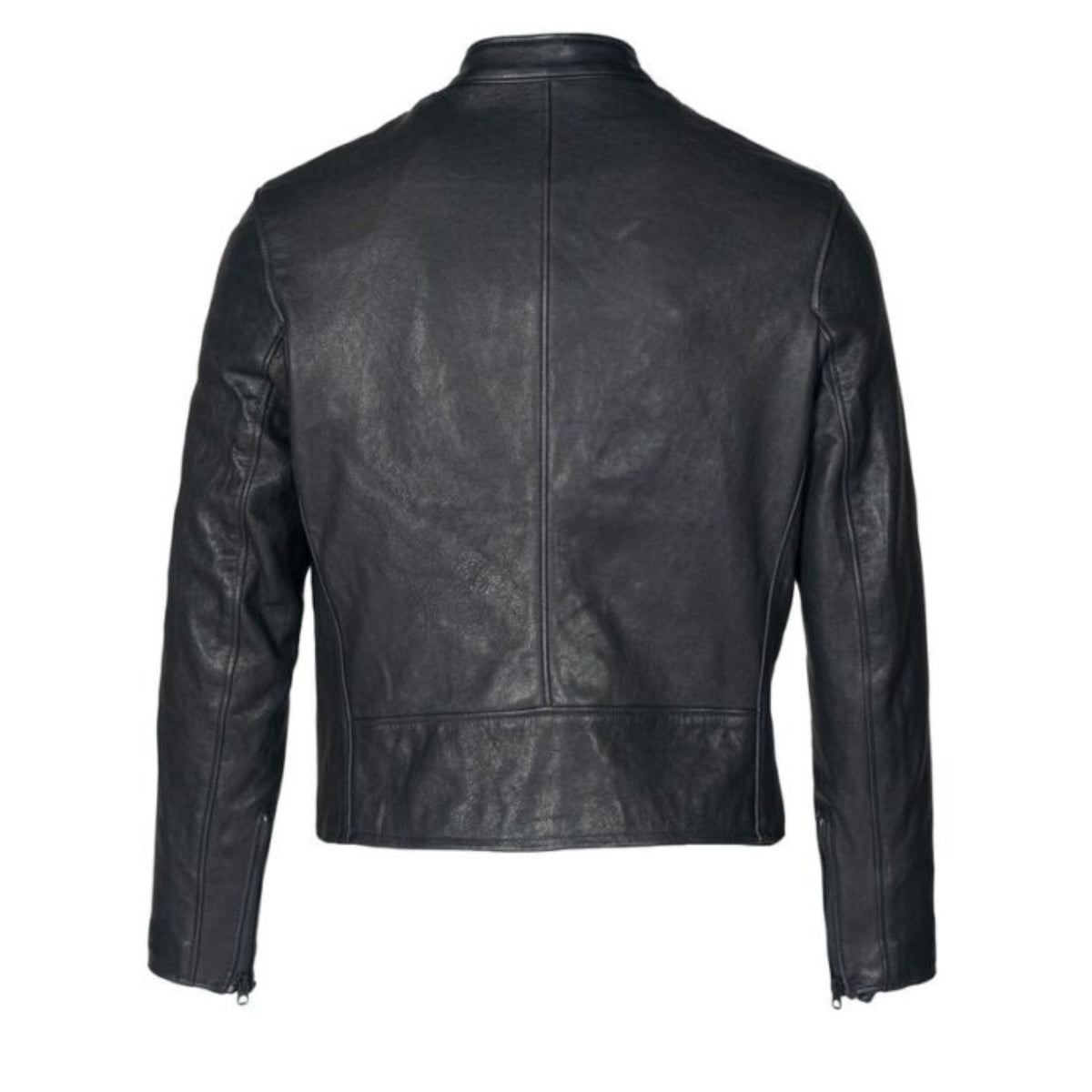 Men’s black tanned lambskin cafe racer jacket with premium biker style design