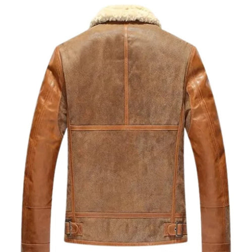 Men’s leather bomber pilot jacket with shearling lining, designed for warmth, comfort, and classic aviator style.