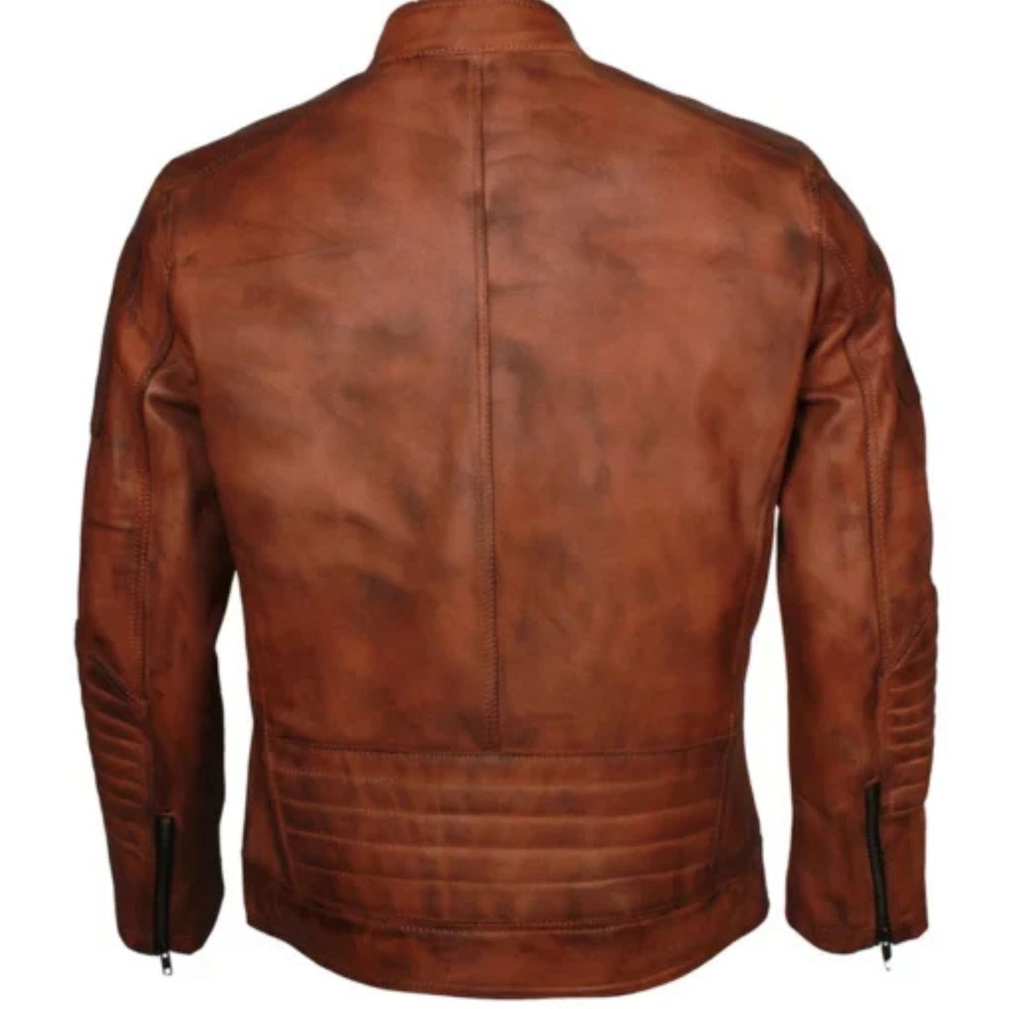 "Brown cafe racer motorcycle jacket for men with classic biker style"