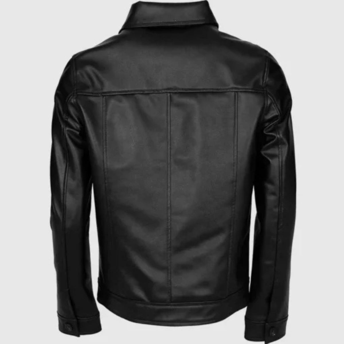 “Men’s black leather motorcycle jacket, rugged, stylish, and perfect for riding or casual wear”