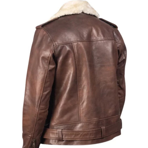 Men’s Brown Leather Winter Protection Jacket featuring rugged comfort and sophisticated design, crafted from premium leather with a warm inner lining for stylish cold-weather protection.