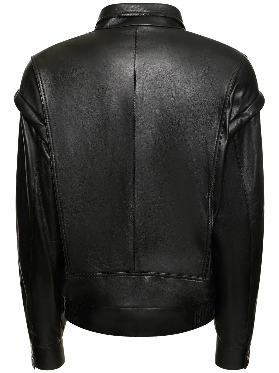 Bella Hadid Black Leather Bomber Jacket