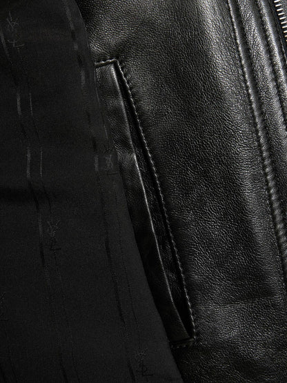 Bella Hadid Black Leather Bomber Jacket
