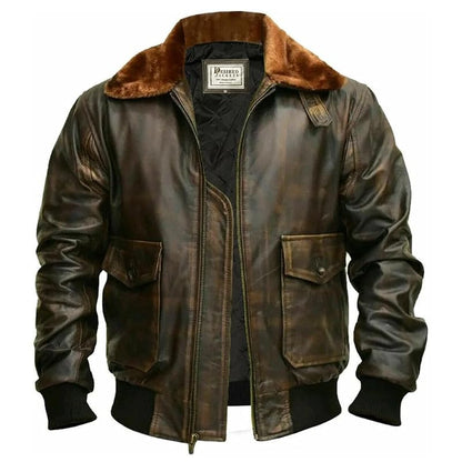 Classic Men’s G-1 Distressed Brown Aviator Flight Jacket
