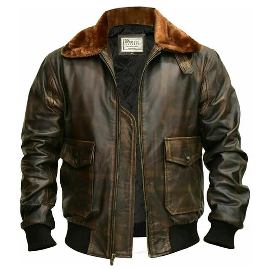 Classic Men’s G-1 Distressed Brown Aviator Flight Jacket