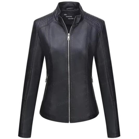 Bellivera women’s leather jacket with chic modern design and comfortable fit