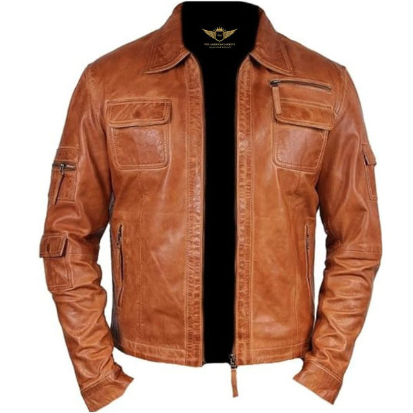 Authentic Men’s Café Racer Moto Leather Jacket

