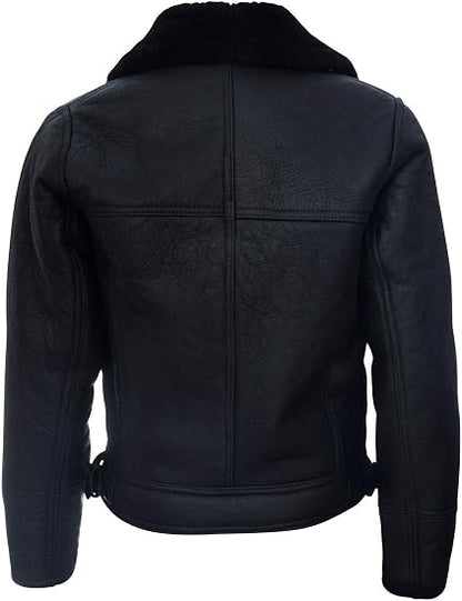 Classic Men’s Aviator Leather Shearling Jacket
