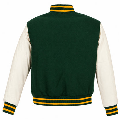 Green Bay Packers Inspired Green & Cream Varsity Jacket