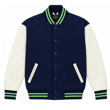 Seattle Seahawks Varsity Jacket Wool Body Leather Sleeves NFL Fan Jacket