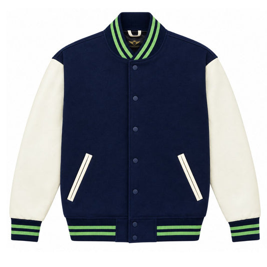 Seattle Seahawks Varsity Jacket Wool Body Leather Sleeves NFL Fan Jacket