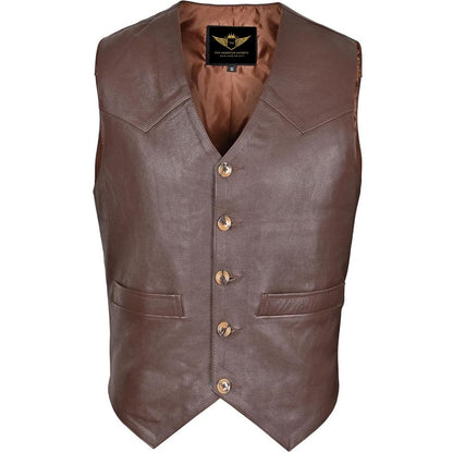 Xtreemgear Brown Men's Premium Leather Vest Western Style V117