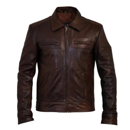 Charlie Lynch vintage brown leather jacket with classic timeless style