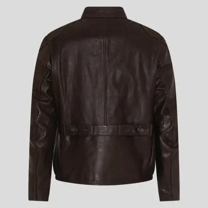 “Men’s classic cafe racer leather jacket, timeless design, stylish and durable for casual wear or riding”