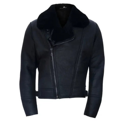 Classic Men’s Aviator Leather Shearling Jacket in rich brown leather, featuring a soft shearling lining, vintage flight design, and rugged aviator style.