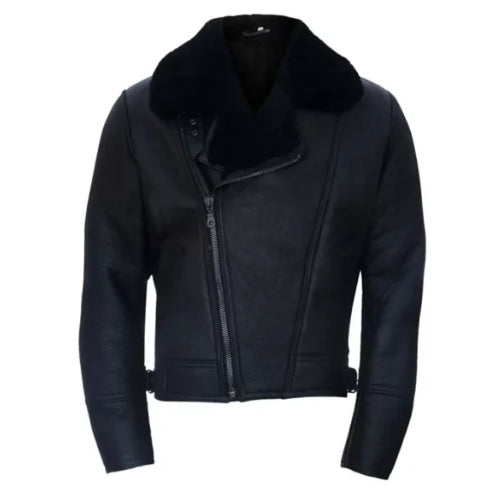 Classic Men’s Aviator Leather Shearling Jacket in rich brown leather, featuring a soft shearling lining, vintage flight design, and rugged aviator style.