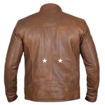 Stylish Men’s Camel Dodge Biker Jacket showcasing premium leather, sleek design, and rugged motorcycle appeal