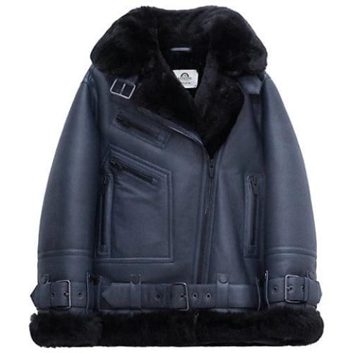 Premium Women’s Moya Aviator Jacket crafted from genuine leather, featuring a classic flight design with a modern feminine fit and elegant detailing.