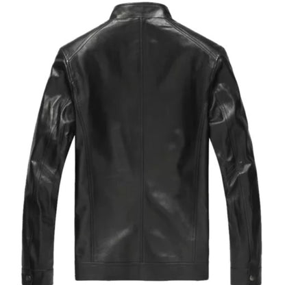 Men’s fashion leather motorcycle jacket in stylish biker design