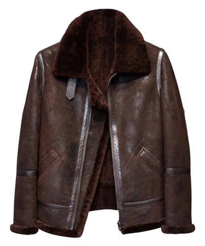 Distressed B3 Brown Shearling Aviator Jacket