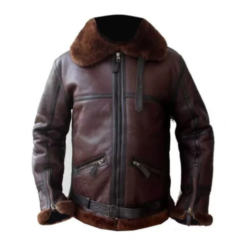 Men’s Coffmen Shearling Leather Jacket featuring premium leather, soft shearling lining, and a classic design for timeless warmth and rugged winter style.