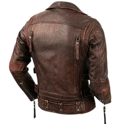 Men’s genuine cowhide motorcycle jacket – rugged, durable, and stylish