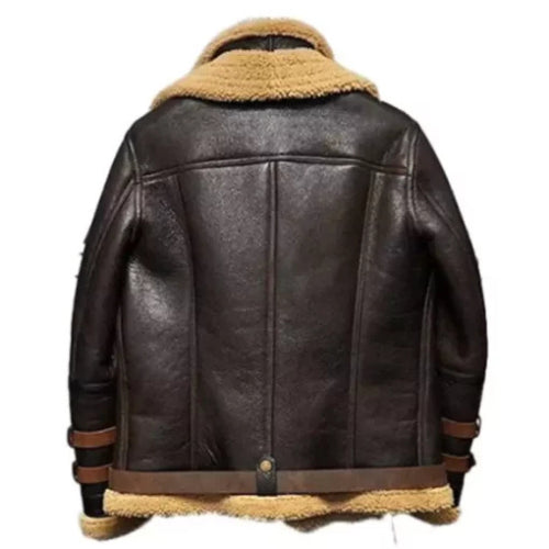 Authentic Men’s B3 Shearling Leather Aviator Jacket featuring genuine leather exterior, plush shearling lining, and classic flight-inspired design for ultimate warmth and timeless style.