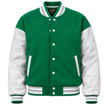 Green & Grey 90s Vintage Varsity Letterman Jacket