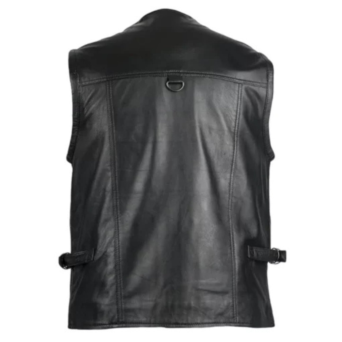 Men’s Black V-Neck Hunting Leather Vest