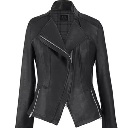 Jennifer ladies black cropped jacket with chic modern style and flattering fit