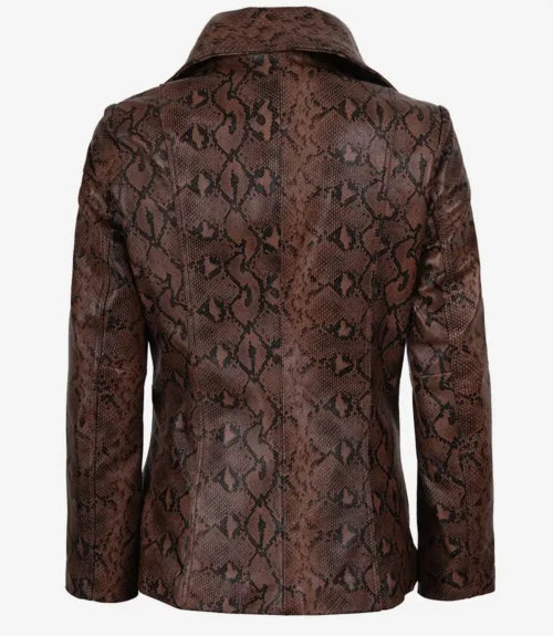 Kathryn Women’s Brown Snake-Print Leather Blazer