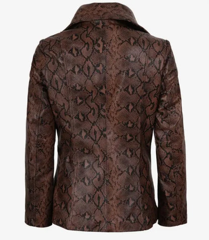 Kathryn Women’s Brown Snake-Print Leather Blazer