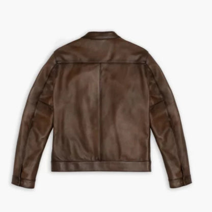 Men’s brown Anejo leather racer jacket with classic biker style design