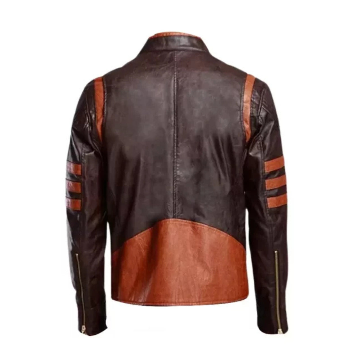 “Men’s brown cafe racer distressed motorcycle leather jacket with classic biker style and front zipper”