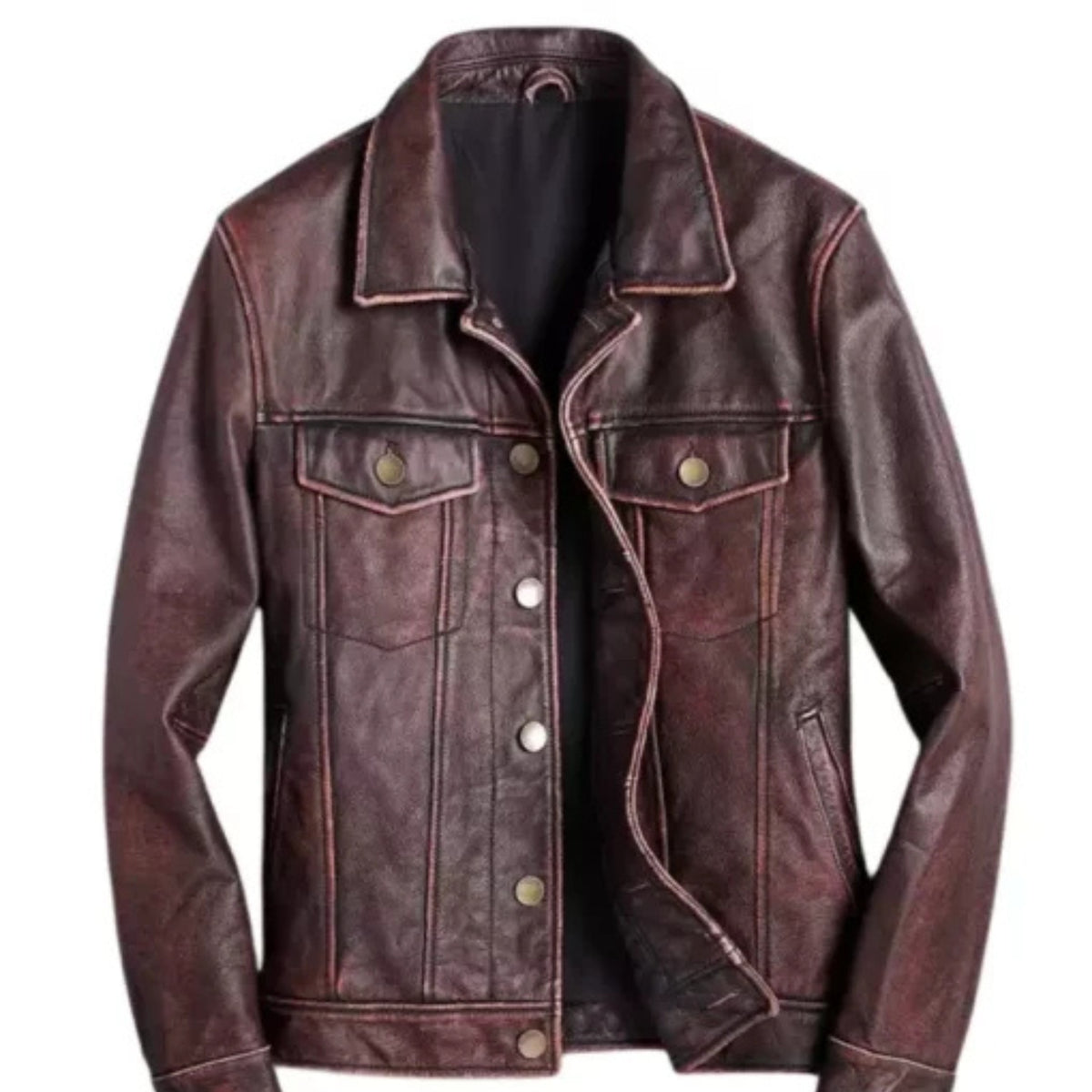 Men’s brown leather racer jacket with sleek biker style and premium comfort