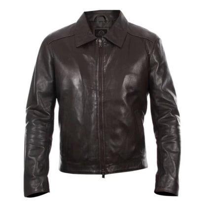 “Men’s brown Italian real leather jacket with premium handmade craftsmanship and sleek design”