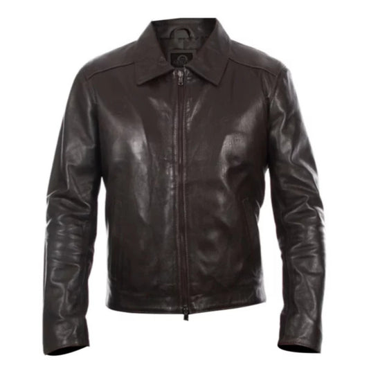 “Men’s brown Italian real leather jacket with premium handmade craftsmanship and sleek design”