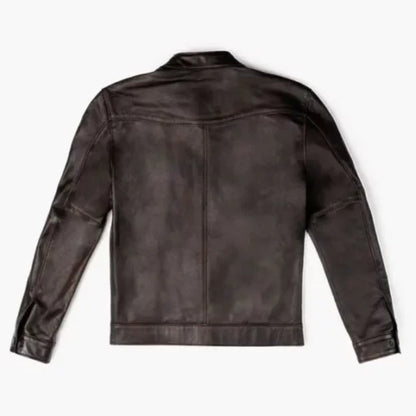 “Men’s brown leather roadster jacket, rugged and stylish, perfect for riding or casual wear”