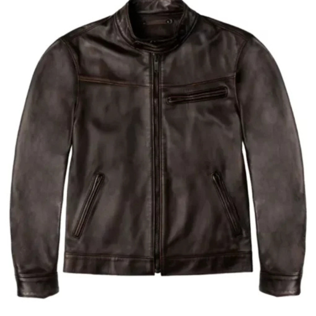 “Men’s brown leather roadster jacket, rugged and stylish, perfect for riding or casual wear”