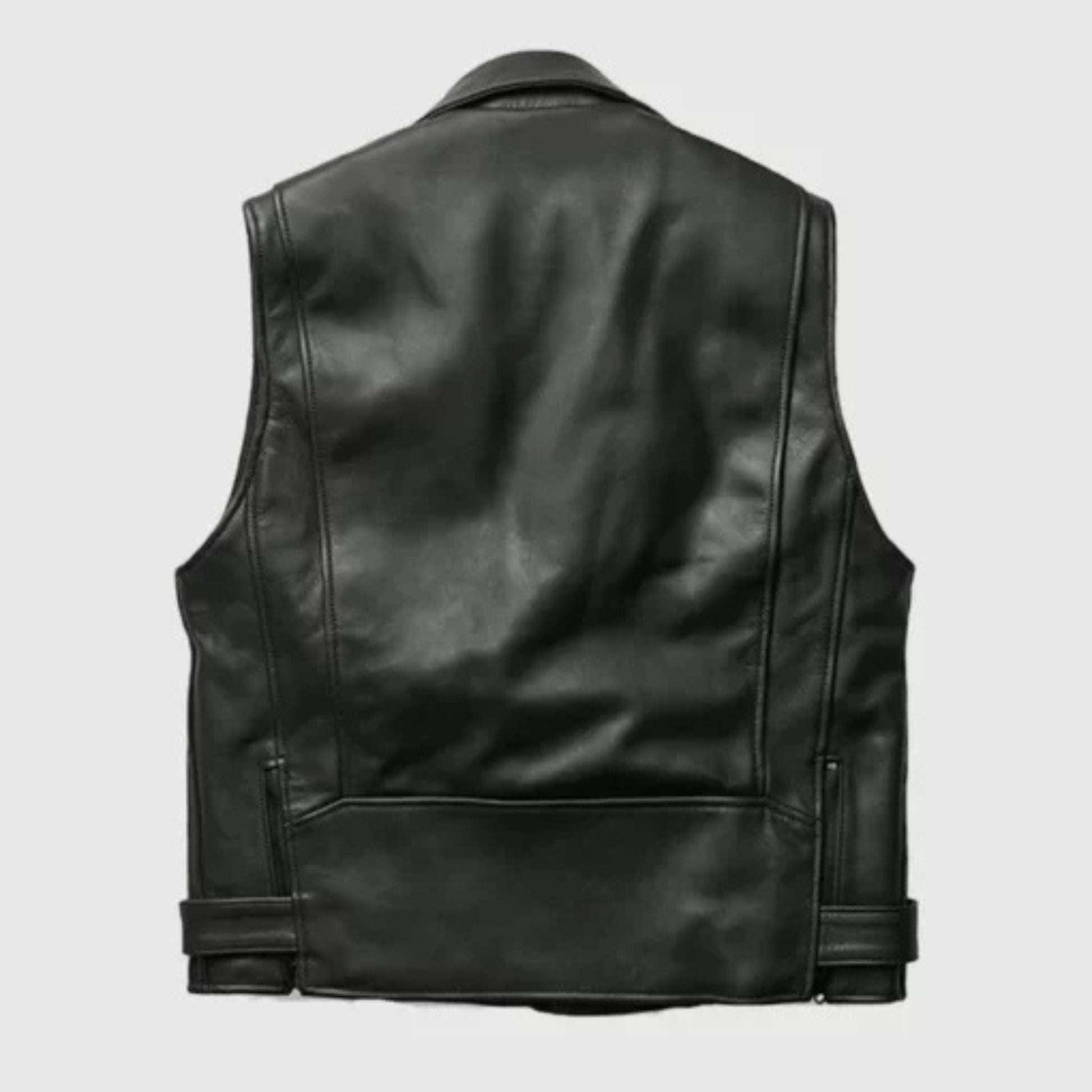 “Men’s classic biker leather vest with rugged design and premium leather construction.”