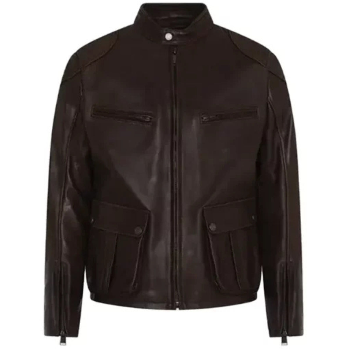 “Men’s classic cafe racer leather jacket, timeless design, stylish and durable for casual wear or riding”