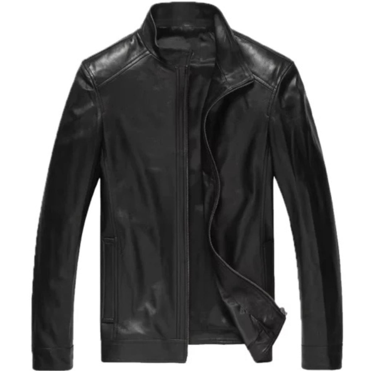 Men’s fashion leather motorcycle jacket in stylish biker design