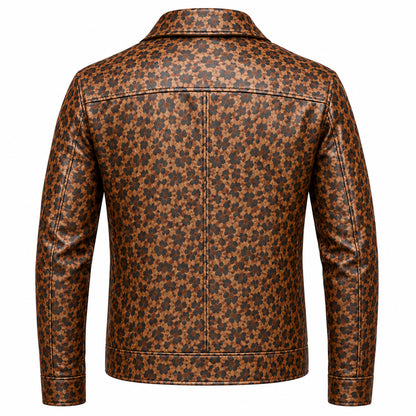 Men's Leopard Print Leather Jacket