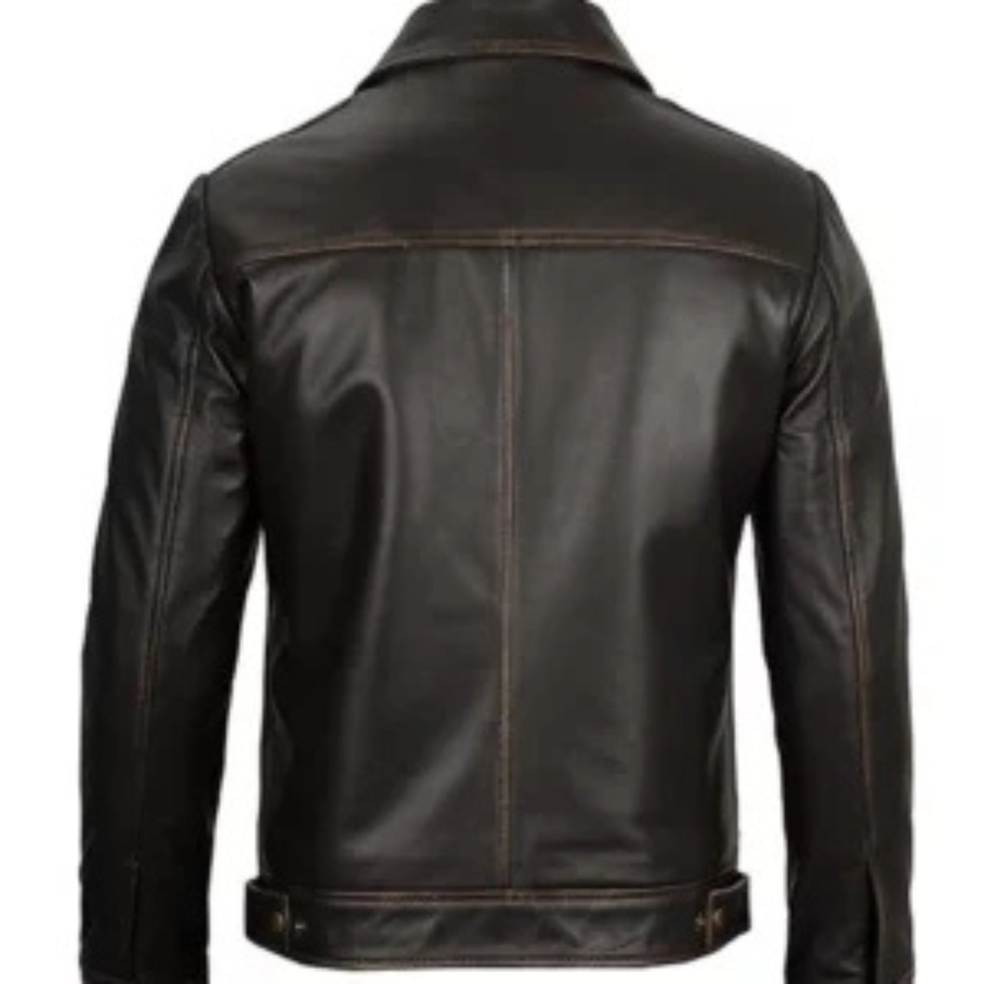 Men’s Simple Dark Brown Cafe Racer Leather Jacket – Classic Minimalist Biker Style