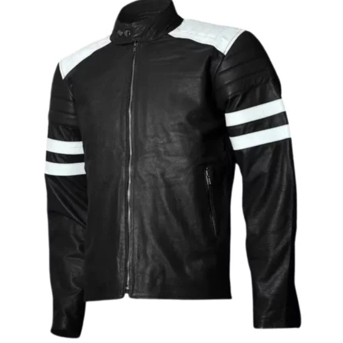 Men’s vintage black café racer leather jacket with classic biker style