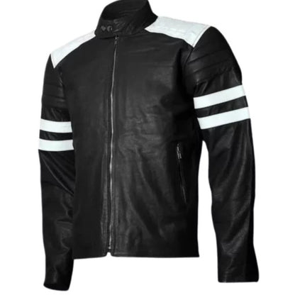 Men’s vintage black café racer leather jacket with classic biker style