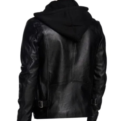 Stylish black hooded jacket for men with detachable hood