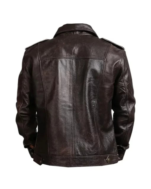 Men’s Vintage Dark Brown Leather Jacket – Classic Retro Style