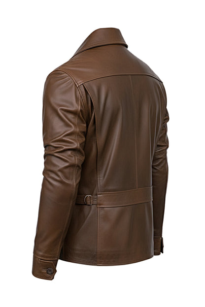 Men’s Vintage Brown Cafe Racer Leather Jacket – Classic Retro Biker Style